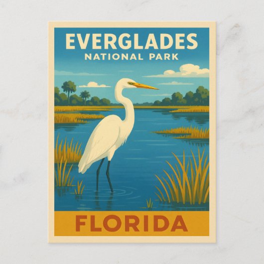 Retro Vintage Travel Florida Everglades Natuur Briefkaart (Voorkant)