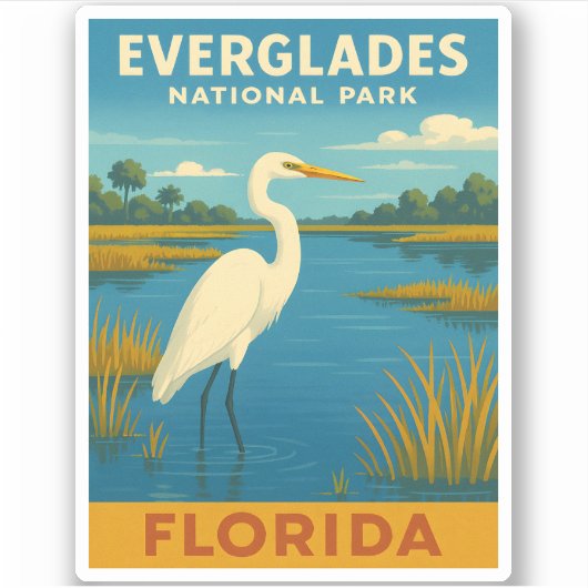 Retro Vintage Travel Florida Everglades Natuur Sticker (Voorkant)
