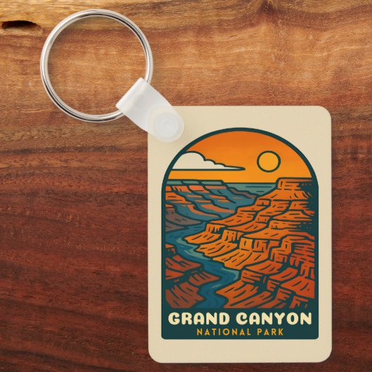 Retro Vintage Travel Grand Canyon National Park Sleutelhanger (Voorkant)
