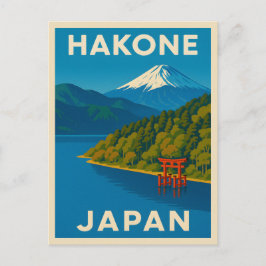 Retro Vintage Travel Hakone Japan Schilderachtig l Briefkaart