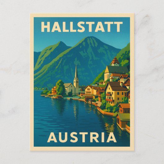 Retro Vintage Travel Hallstatt Oostenrijk Schilder Briefkaart (Voorkant)