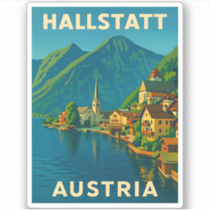 Retro Vintage Travel Hallstatt Oostenrijk Schilder Sticker