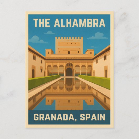 Retro Vintage Travel Het Alhambra Granada Spanje Briefkaart (Voorkant)