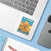 Retro Vintage Travel Het Alhambra Granada Spanje Sticker (Laptop met iPhone)