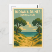 Retro Vintage Travel Indiana Dunes National Park Briefkaart (Voorkant / Achterkant)