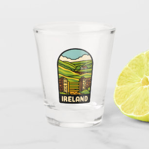 Retro Vintage Travel Ireland Platteland Schilderac Shot Glas
