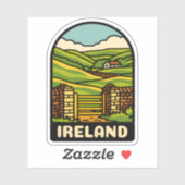 Retro Vintage Travel Ireland Platteland Schilderac Sticker (Vel)