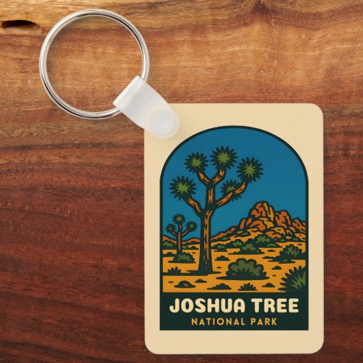 Retro Vintage Travel Joshua Tree National Park Sleutelhanger (Voorkant)