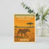 Retro Vintage Travel Kenya Africa Nature Wildlife Briefkaart (Staand voorkant)