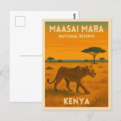 Retro Vintage Travel Kenya Africa Nature Wildlife Briefkaart (Voorkant / Achterkant)