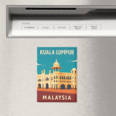 Retro Vintage Travel Kuala Lumpur Malaysia  Magneet (Insitu (Vaatwasser))