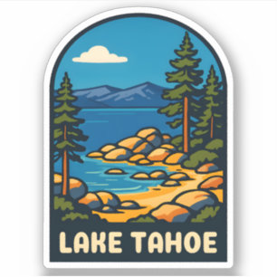 Retro Vintage Travel Lake Tahoe Californië Schilde Sticker