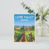 Retro Vintage Travel Loire Valley Frankrijk Wijnga Briefkaart (Staand voorkant)
