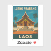 Retro Vintage Travel Luang Prabang Laos Temple Sticker (Vel)