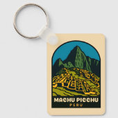 Retro Vintage Travel Machu Picchu Peru Landscape Sleutelhanger (Voorkant)