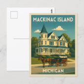 Retro Vintage Travel Mackinac Island Michigan Briefkaart (Voorkant / Achterkant)