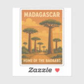 Retro Vintage Travel Madagaskar Baobab Tree Sunset Sticker (Vel)