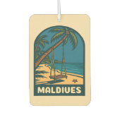 Retro Vintage Travel Malediven Island Beach Schild Luchtverfrisser (Voorkant)
