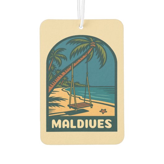Retro Vintage Travel Malediven Island Beach Schild Luchtverfrisser (Achterkant)