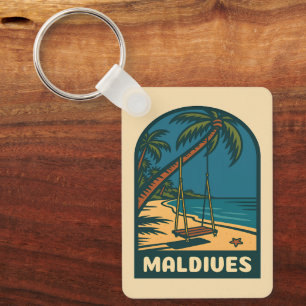 Retro Vintage Travel Malediven Island Beach Schild Sleutelhanger