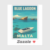Retro Vintage Travel Malta Blue Lagoon Seaside Sticker (Vel)