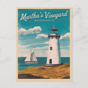 Retro Vintage Travel Martha's Vineyard Lighthouse Briefkaart