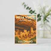 Retro Vintage Travel Mesa Verde National Park Briefkaart (Staand voorkant)