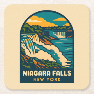 Retro Vintage Travel Niagara Herfsten Nederland Kartonnen Onderzetters