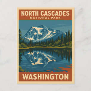 Retro Vintage Travel North Cascades Nationaal Park Briefkaart