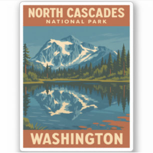Retro Vintage Travel North Cascades Nationaal Park Sticker