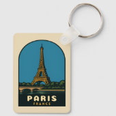 Retro Vintage Travel Paris France Eiffel Tower Sleutelhanger (Achterkant)