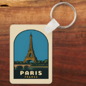 Retro Vintage Travel Paris France Eiffel Tower Sleutelhanger (Achterkant)