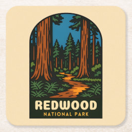 Retro Vintage Travel Redwood National Park Nature Kartonnen Onderzetters