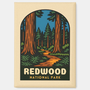 Retro Vintage Travel Redwood National Park Natuur Magneet