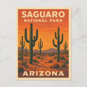 Retro Vintage Travel Saguaro Nationaal Park Arizon Briefkaart