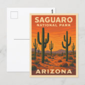Retro Vintage Travel Saguaro Nationaal Park Arizon Briefkaart (Voorkant / Achterkant)