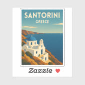 Retro Vintage Travel Santorini Greece Seaside Sticker (Vel)