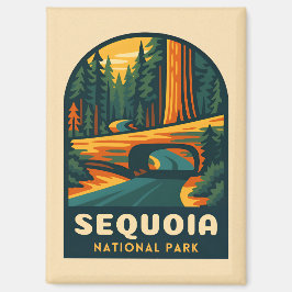 Retro Vintage Travel Sequoia National Park Natuur Magneet