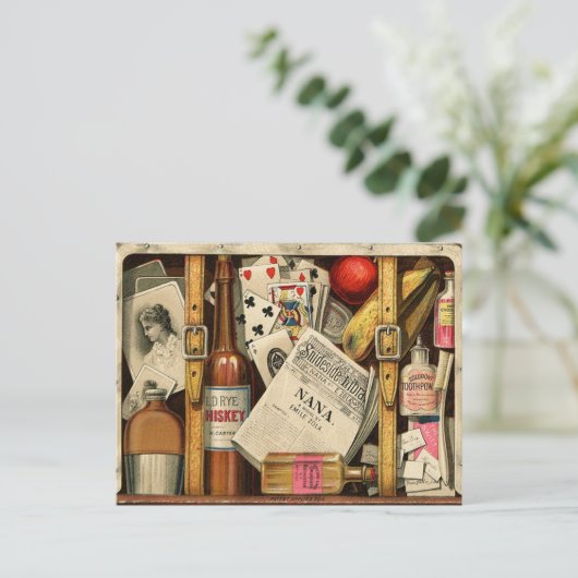 Retro Vintage Travel Suitcase briefkaart (Staand voorkant)