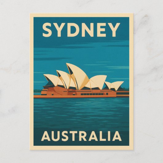 Retro Vintage Travel Sydney Opera House Australië Briefkaart (Voorkant)