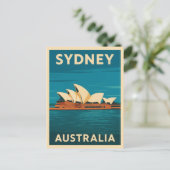 Retro Vintage Travel Sydney Opera House Australië Briefkaart (Staand voorkant)