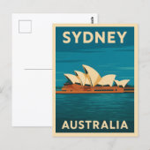 Retro Vintage Travel Sydney Opera House Australië Briefkaart (Voorkant / Achterkant)