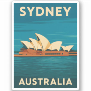Retro Vintage Travel Sydney Opera House Australië Sticker