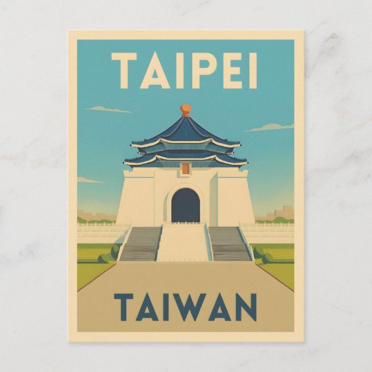 Retro Vintage Travel Taipei Taiwan Monument Briefkaart (Voorkant)