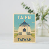 Retro Vintage Travel Taipei Taiwan Monument Briefkaart (Staand voorkant)