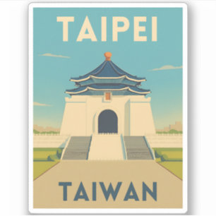 Retro Vintage Travel Taipei Taiwan Monument Sticker