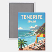 Retro Vintage Travel Tenerife Spain Seaside Coast Magneet (Voorkant / Achterkant)
