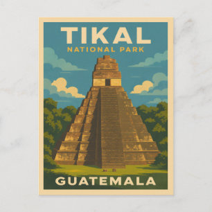 Retro Vintage Travel Tikal National Park Guatemala Briefkaart