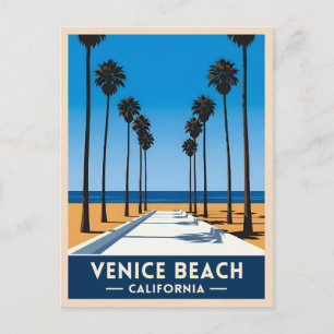 Retro Vintage Travel Venice Beach Californië Kust Briefkaart