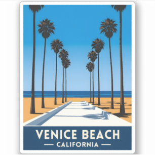 Retro Vintage Travel Venice Beach Californië Kust Sticker